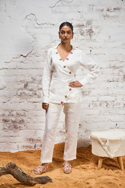 Seychelles Linen Tie Top